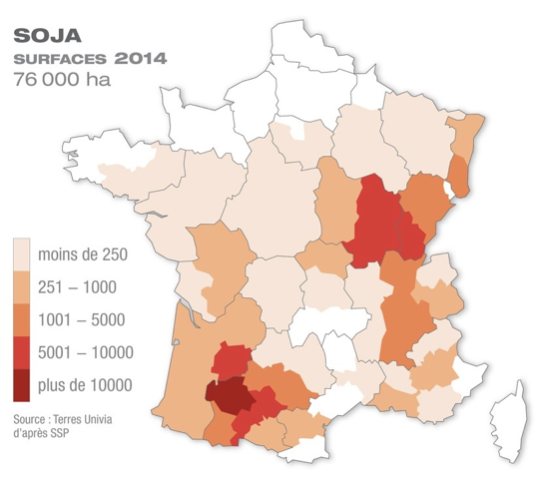 Zones production soja France